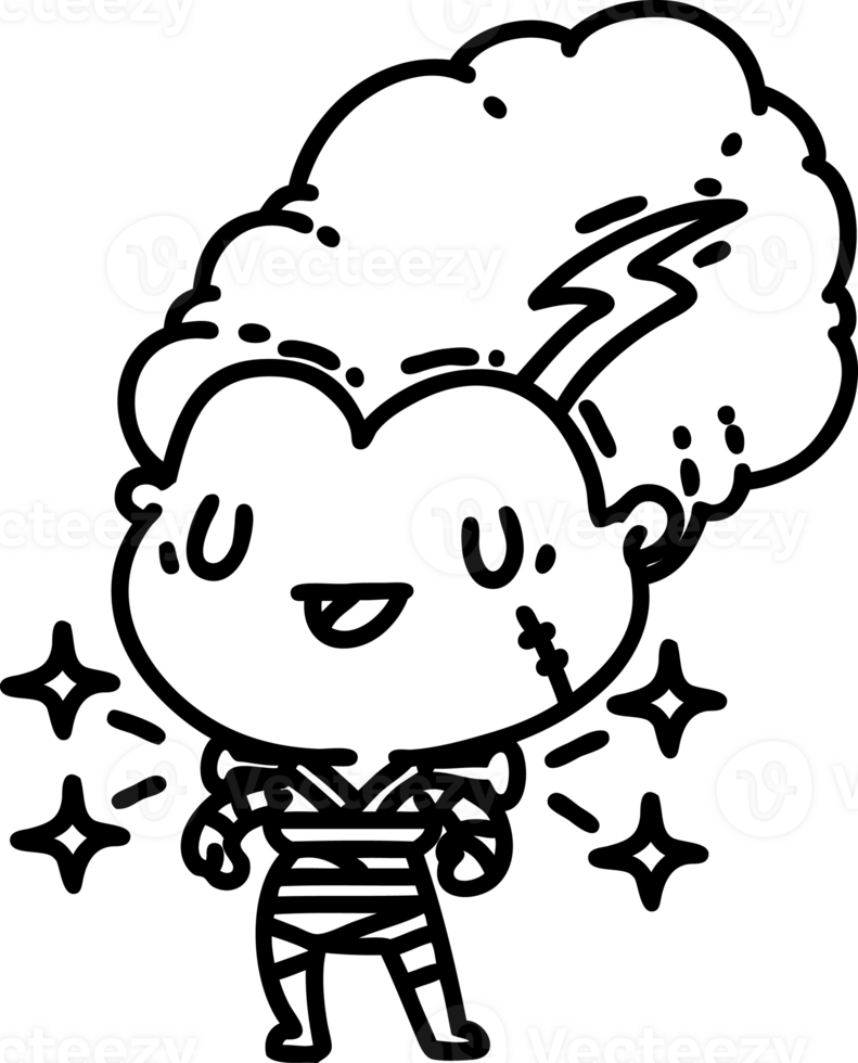 illustratie van een traditioneel zwart lijn werk tatoeëren stijl ondood zombie bruid karakter icoon png