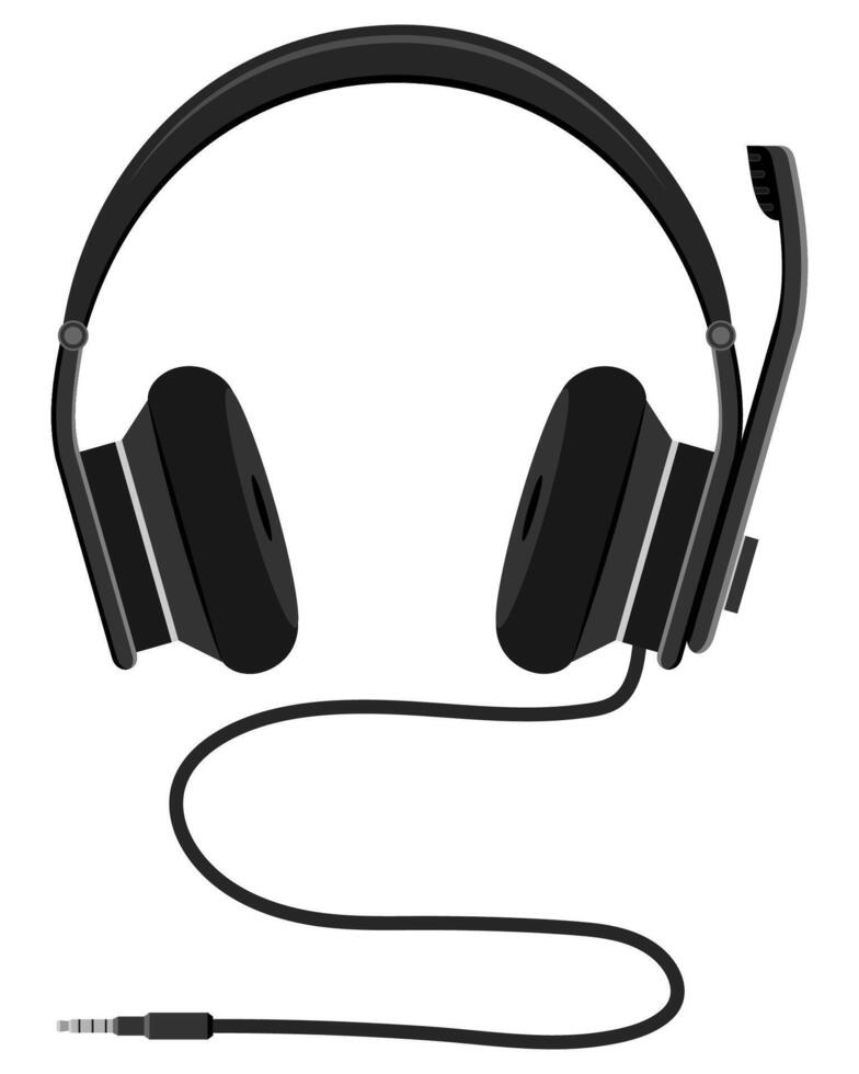realistic black headphones stock vector illustration isolated on white background