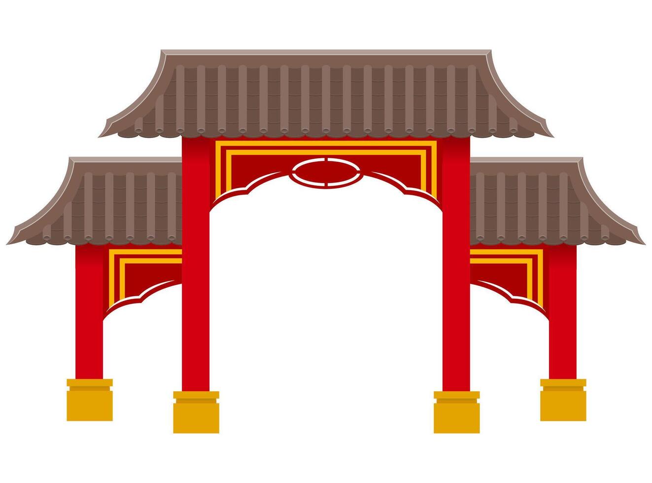 chinese gate to enter a temple or pagoda with columns and a roof vector illustration isolated on background