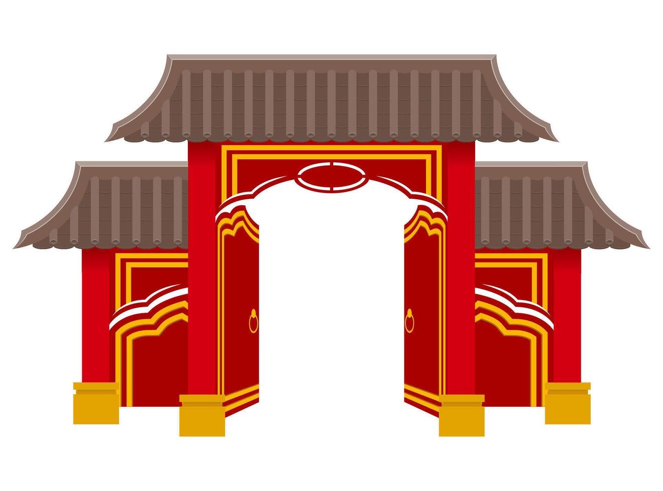 chinese gate to enter a temple or pagoda with columns and a roof vector illustration isolated on background