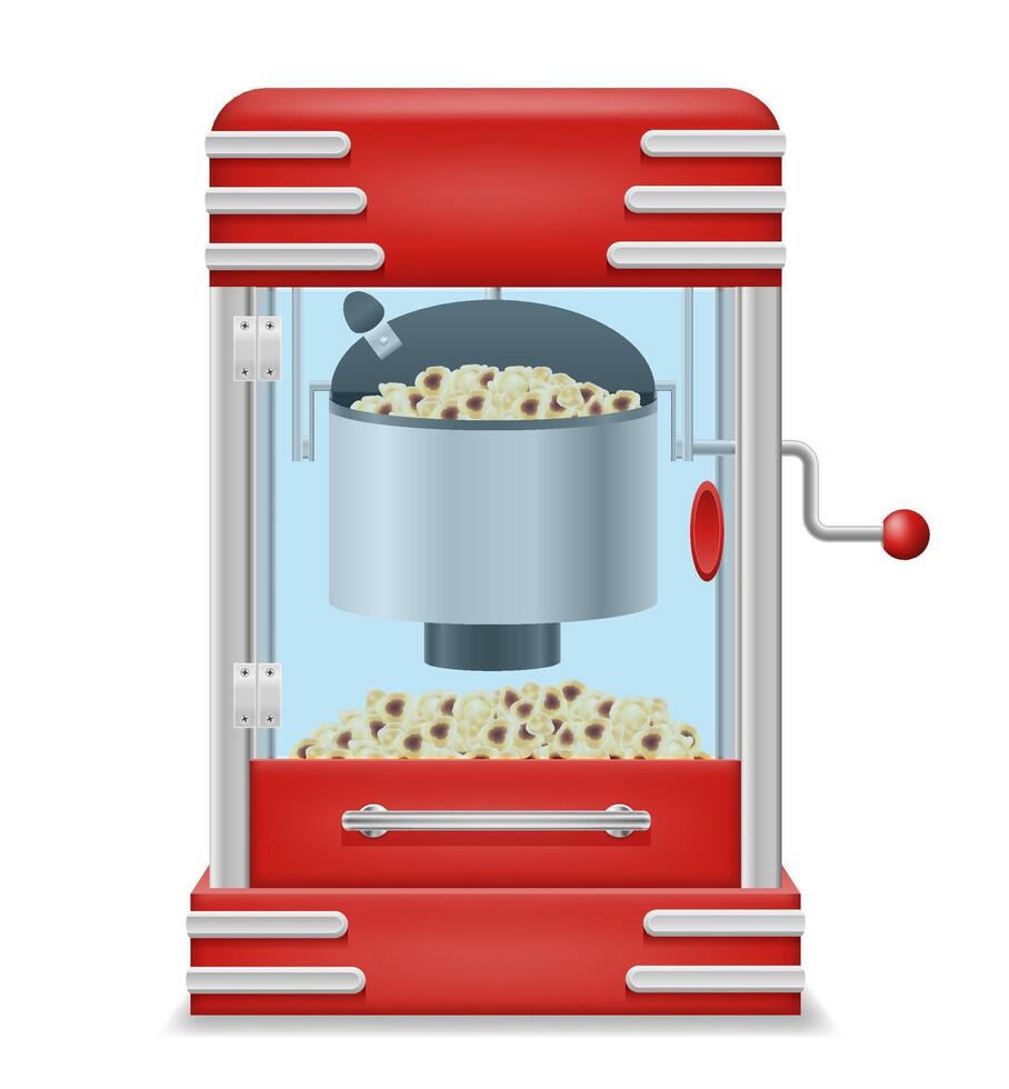 palomitas de maiz haciendo máquina dulce bocadillo vector ilustración aislado en blanco antecedentes