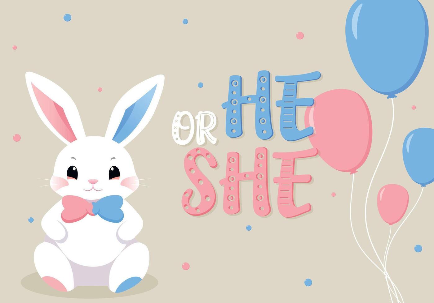 Baby Shower or gender party card. invitation gender party. Cute bunny and balloons. vector illustration