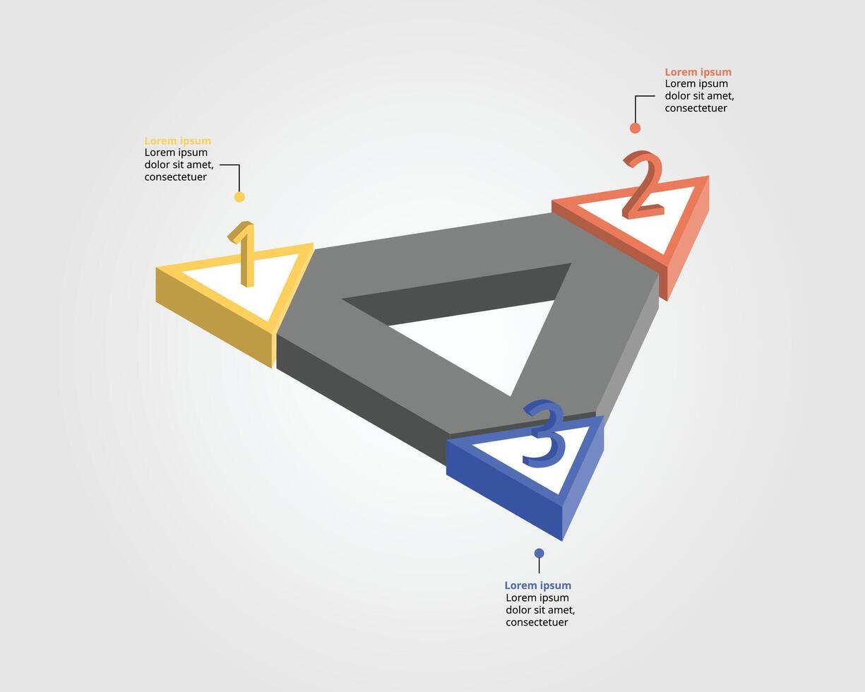 plantilla de triángulo para infografía para presentación de 3 elementos vector