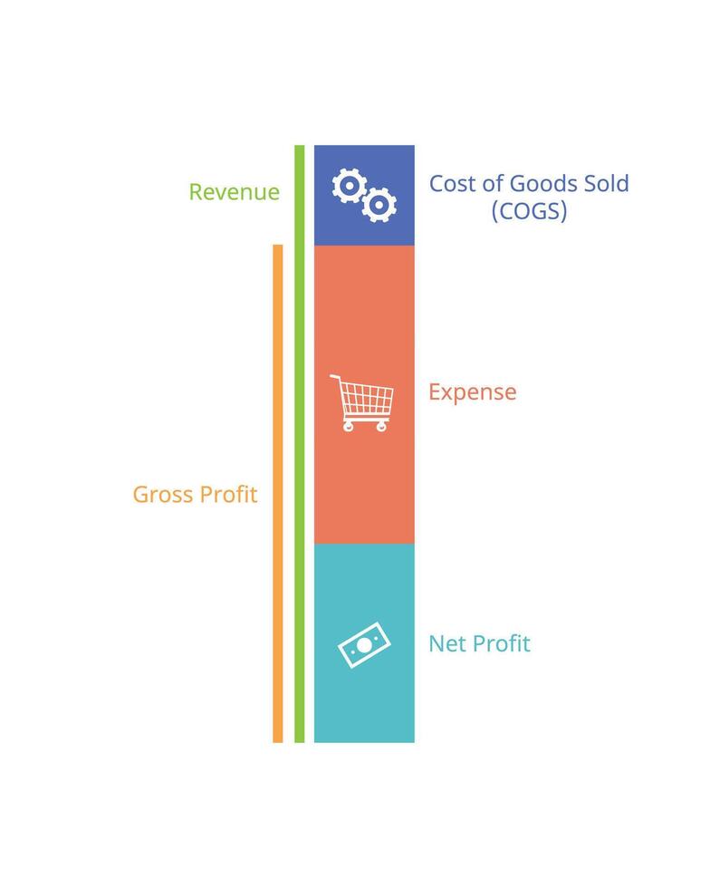 calculate gross profit and net profit to see the difference in balance sheet vector