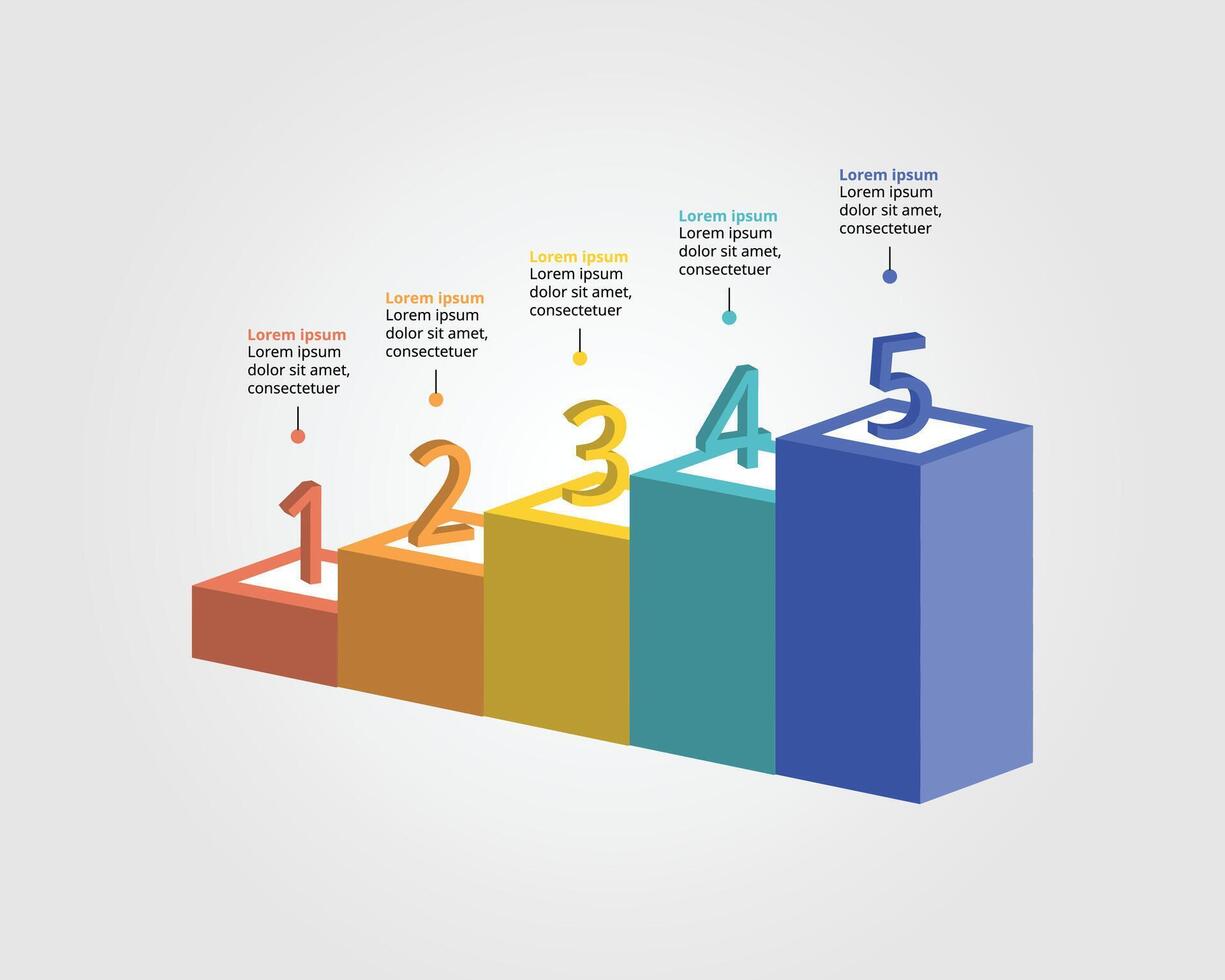 Graph template number for infographic for presentation for 5 element vector