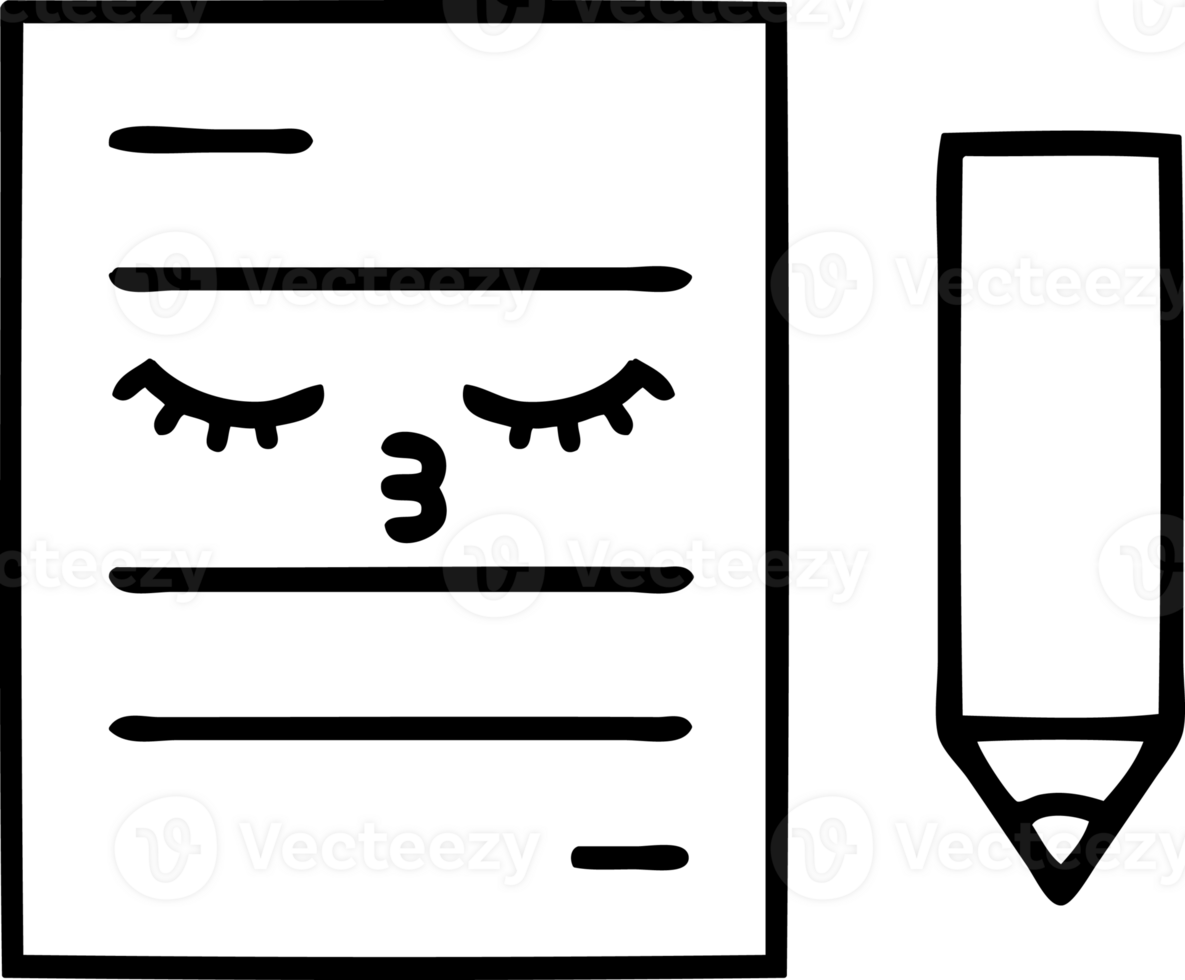 line drawing cartoon of a test paper icon png