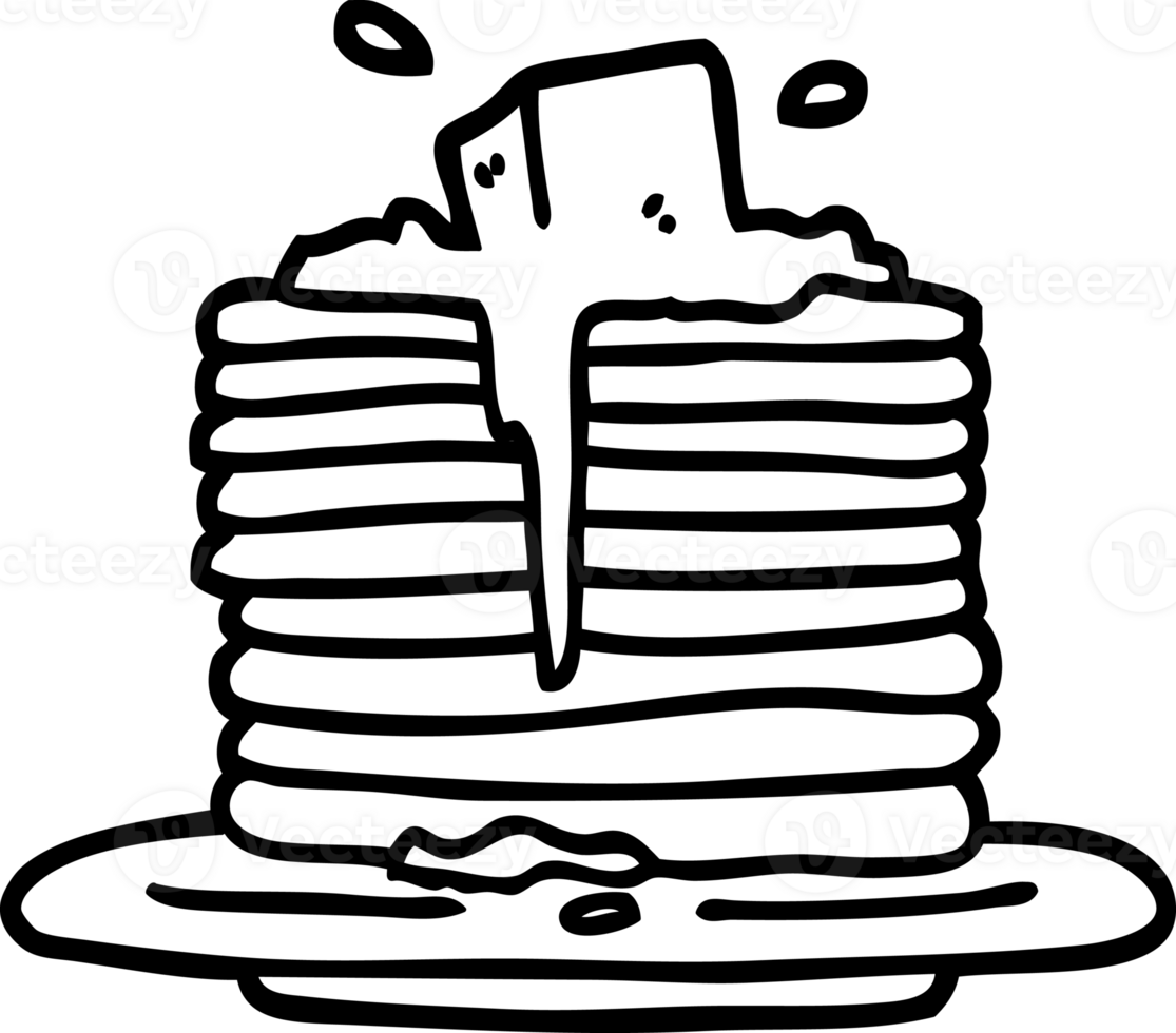 black and white cartoon butter melting on pancakes icon png