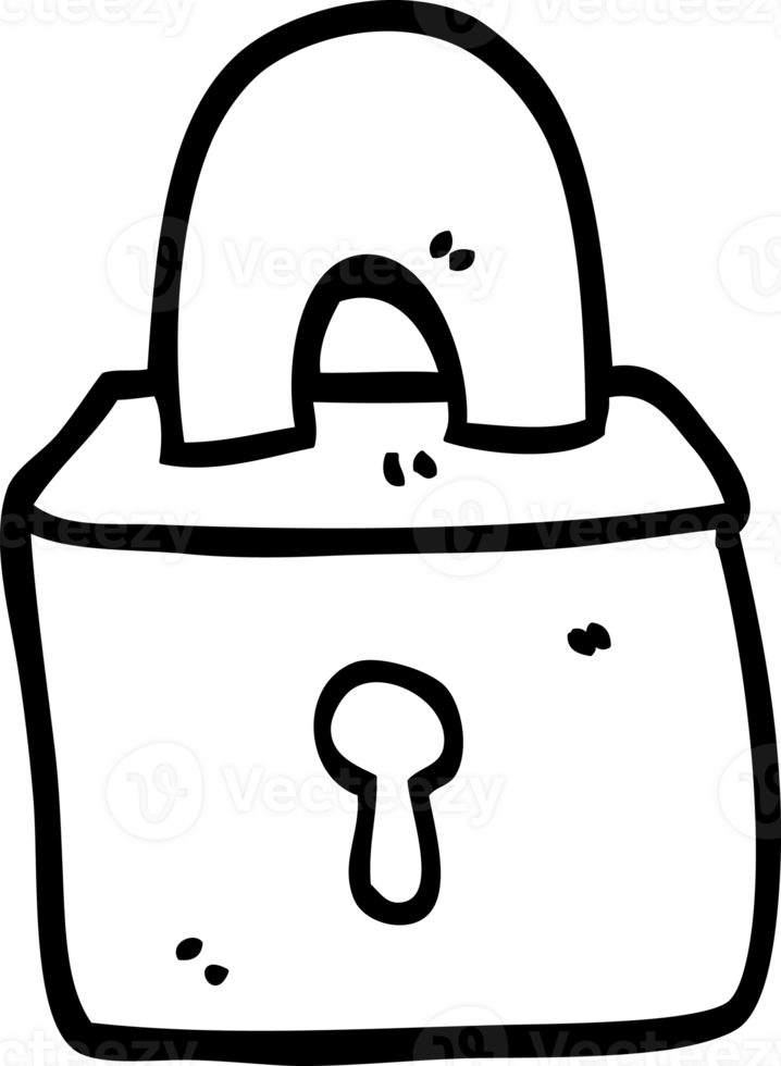 line drawing cartoon padlock icon png