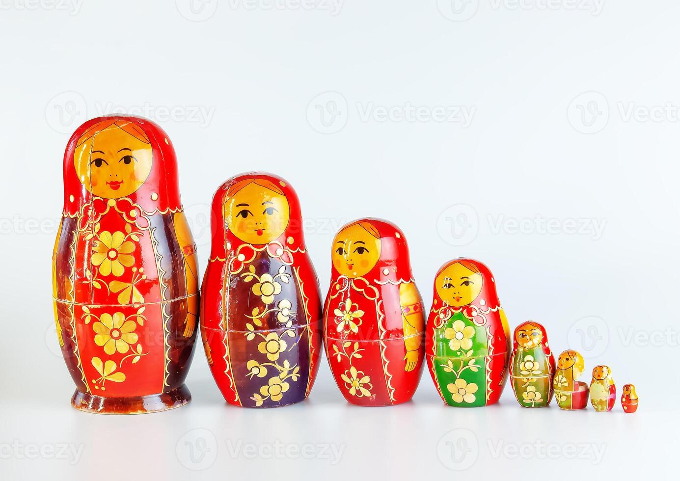 Matryoshka, a Russian wooden doll on a white background photo