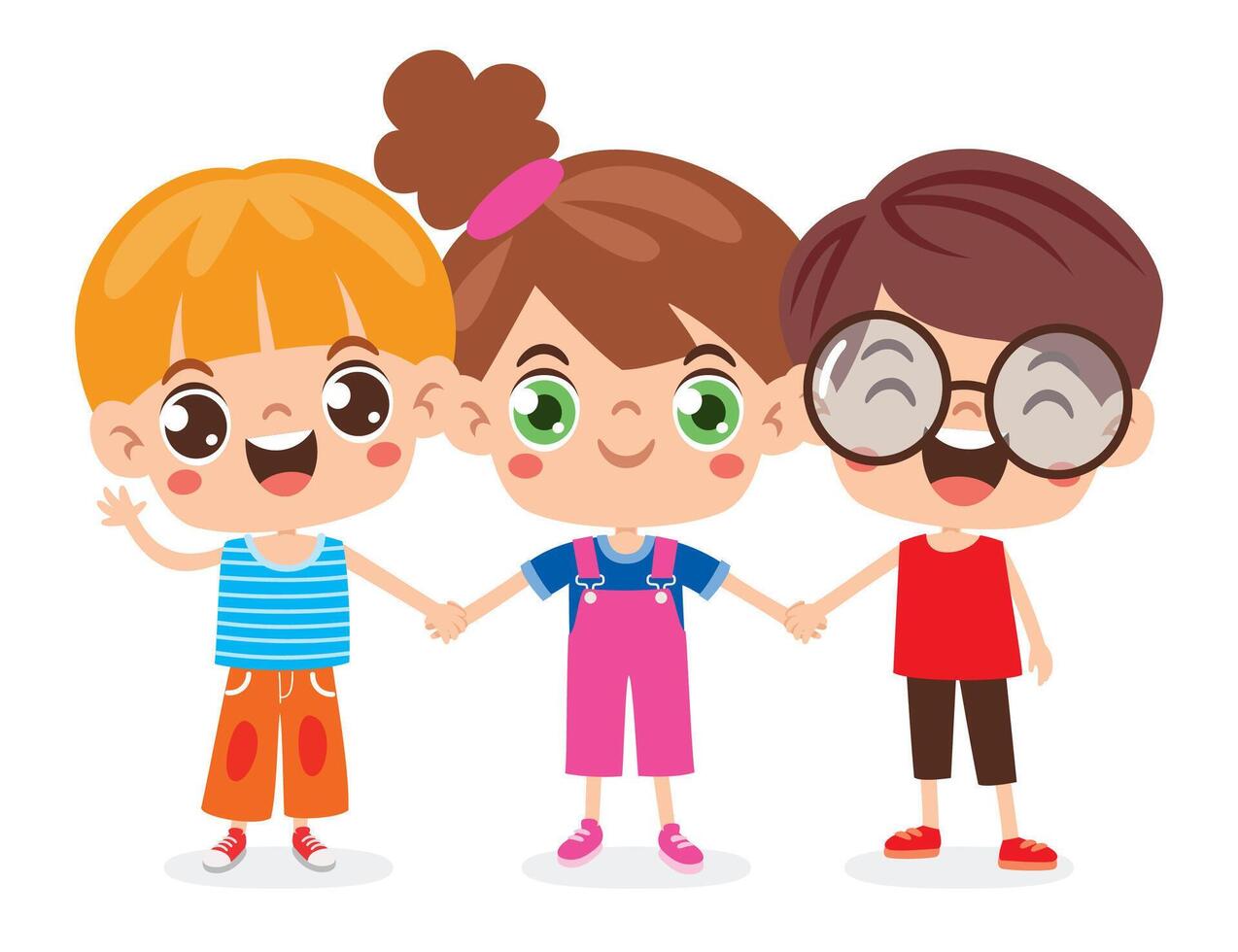 Cartoon Multicultural Kids Holding Hands vector