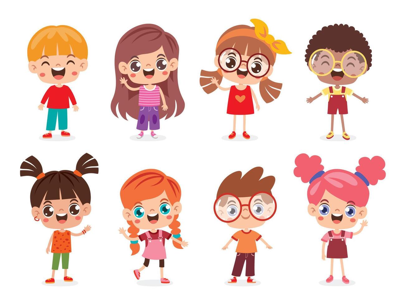 conjunto de pequeño dibujos animados niños vector