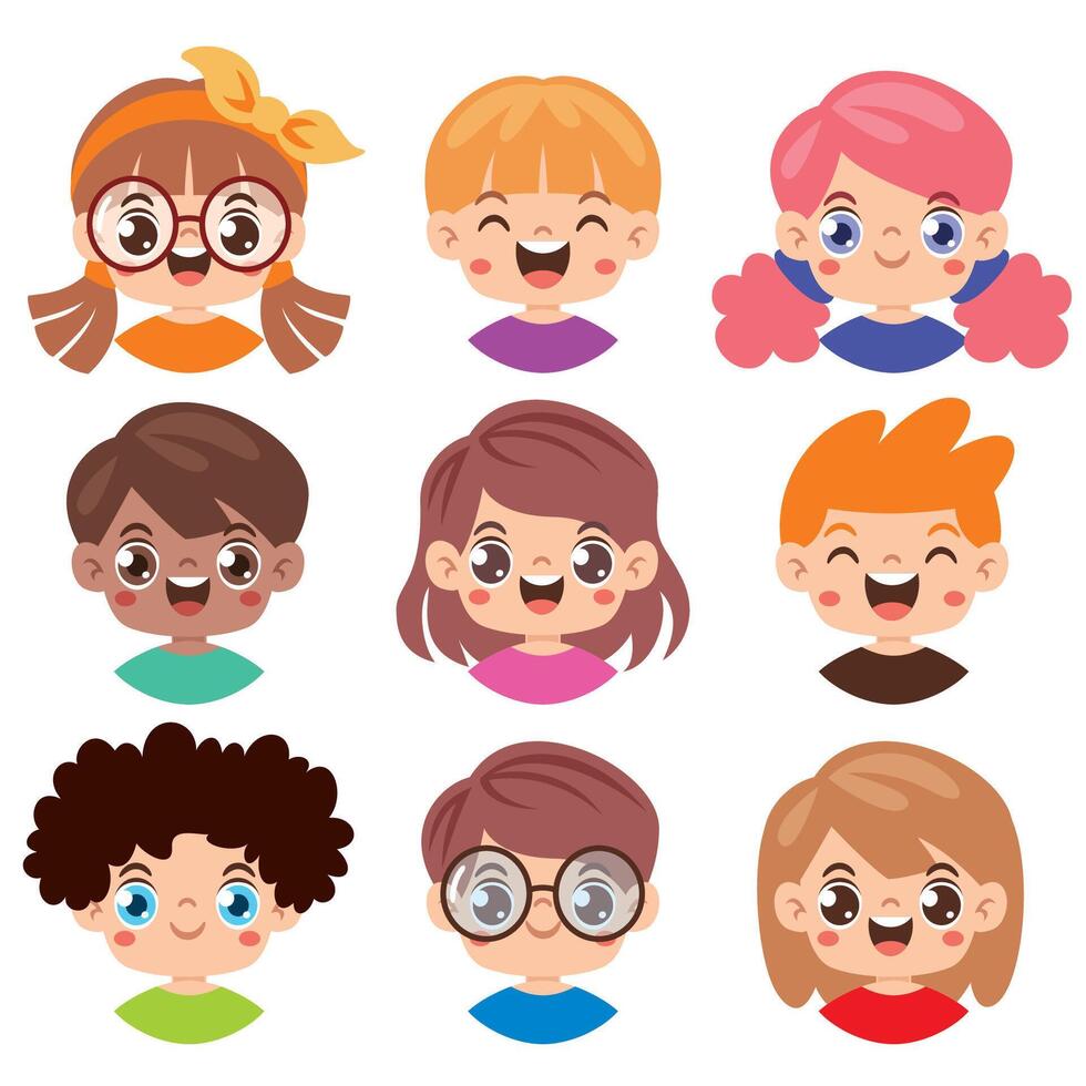 conjunto de pequeño dibujos animados niños vector