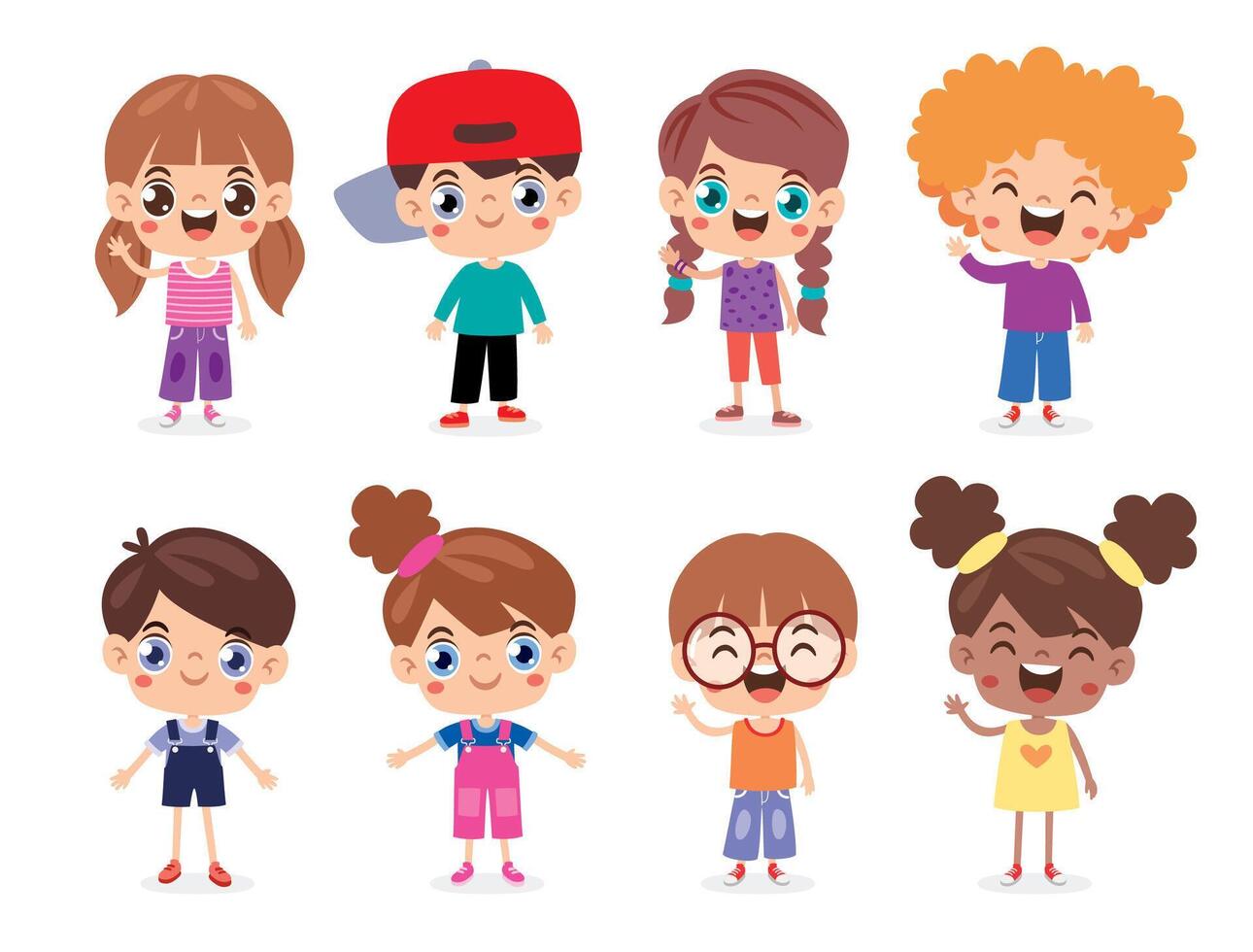 conjunto de pequeño dibujos animados niños vector