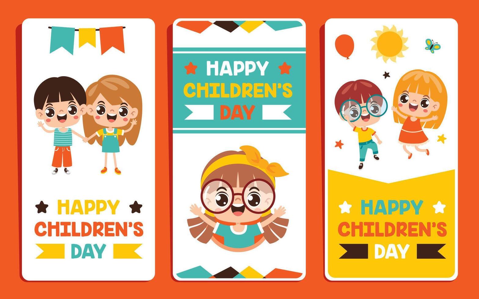 Template Design With Cartoon Kids vector