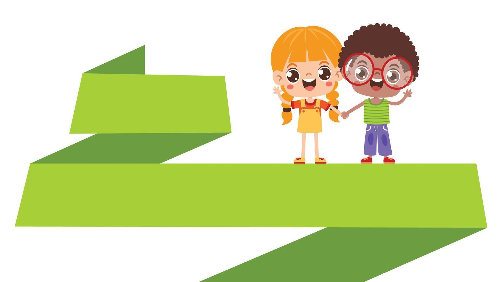 Kids Posing With Origami Speech Bubble vector