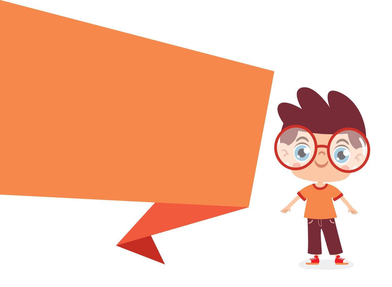 Kid Posing With Origami Speech Bubble vector
