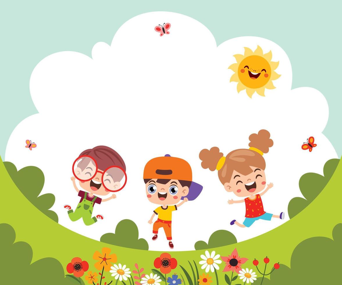 Cartoon Children Playing At Nature vector