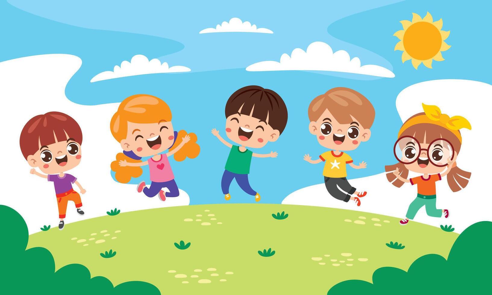 Group Of Happy Cartoon Kids vector
