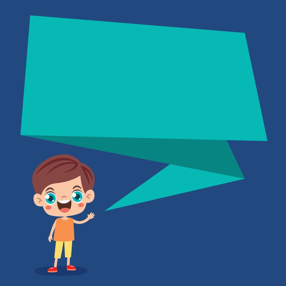 Kid Posing With Origami Speech Bubble vector