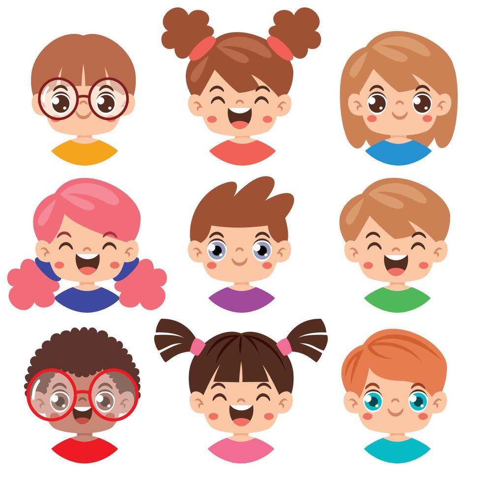 conjunto de pequeño dibujos animados niños vector