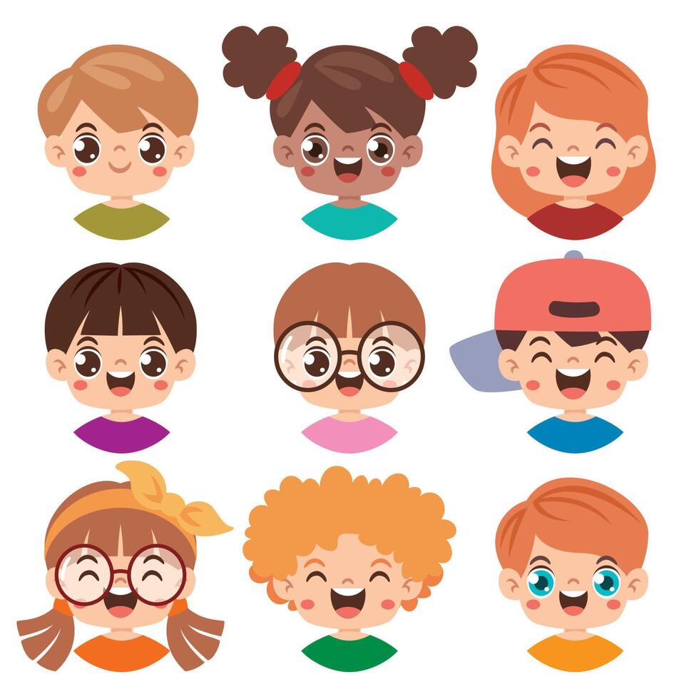 Set Of Little Cartoon Kids vector