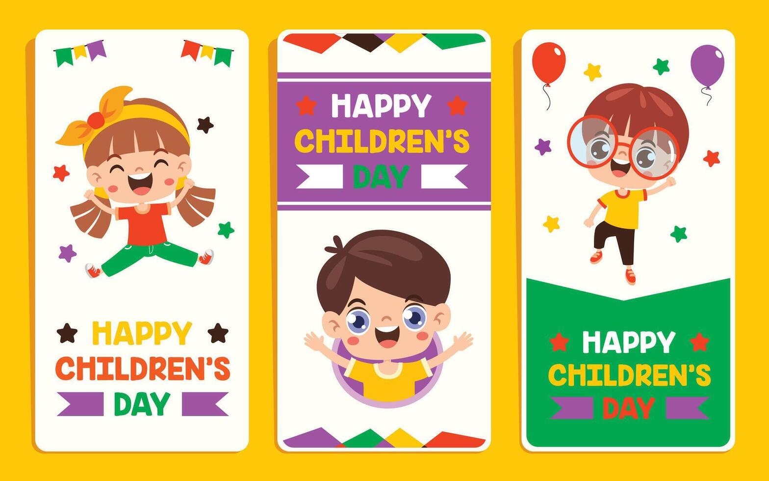 Template Design With Cartoon Kids vector