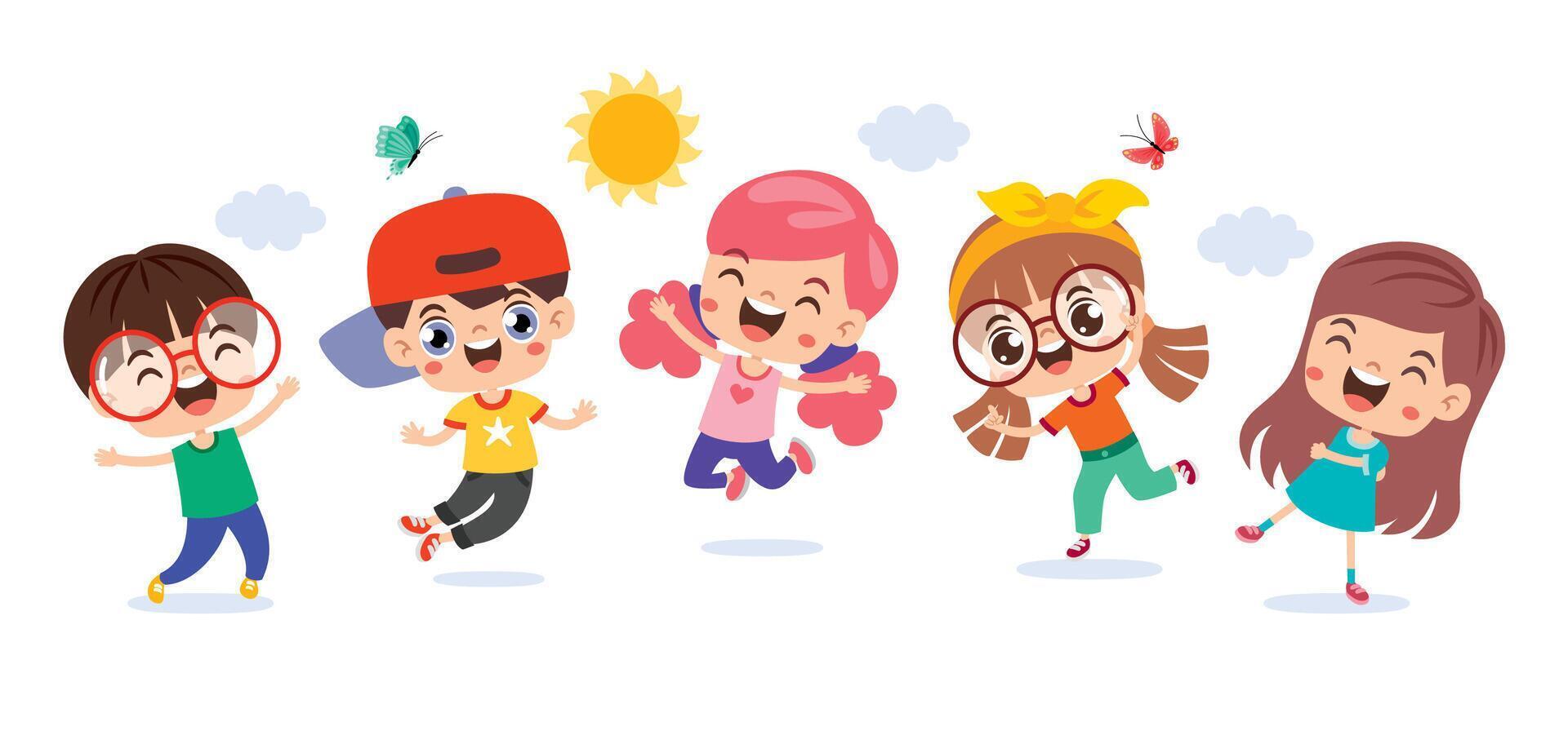 Group Of Happy Cartoon Kids vector