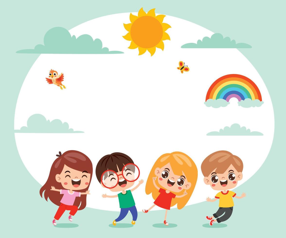 Cartoon Children Playing At Nature vector