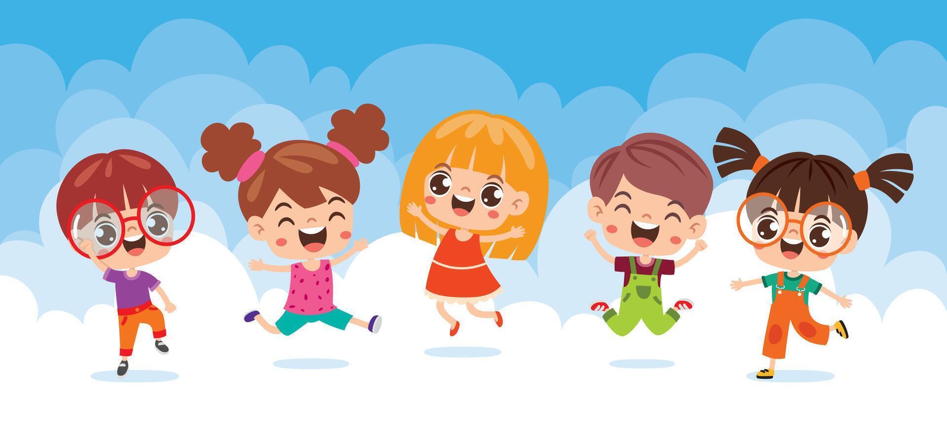 Group Of Happy Cartoon Kids vector