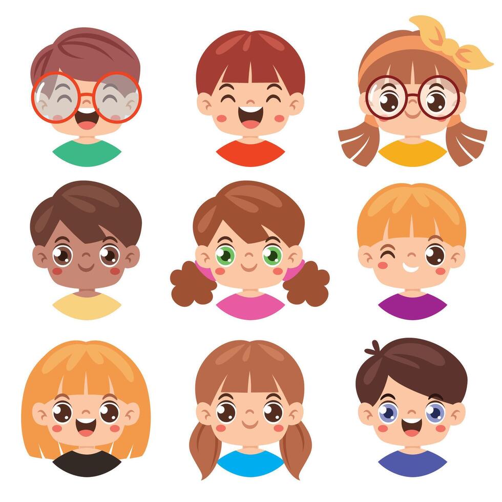 conjunto de pequeño dibujos animados niños vector