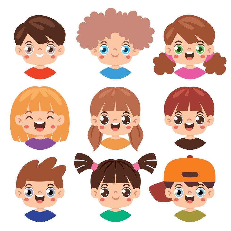 conjunto de pequeño dibujos animados niños vector