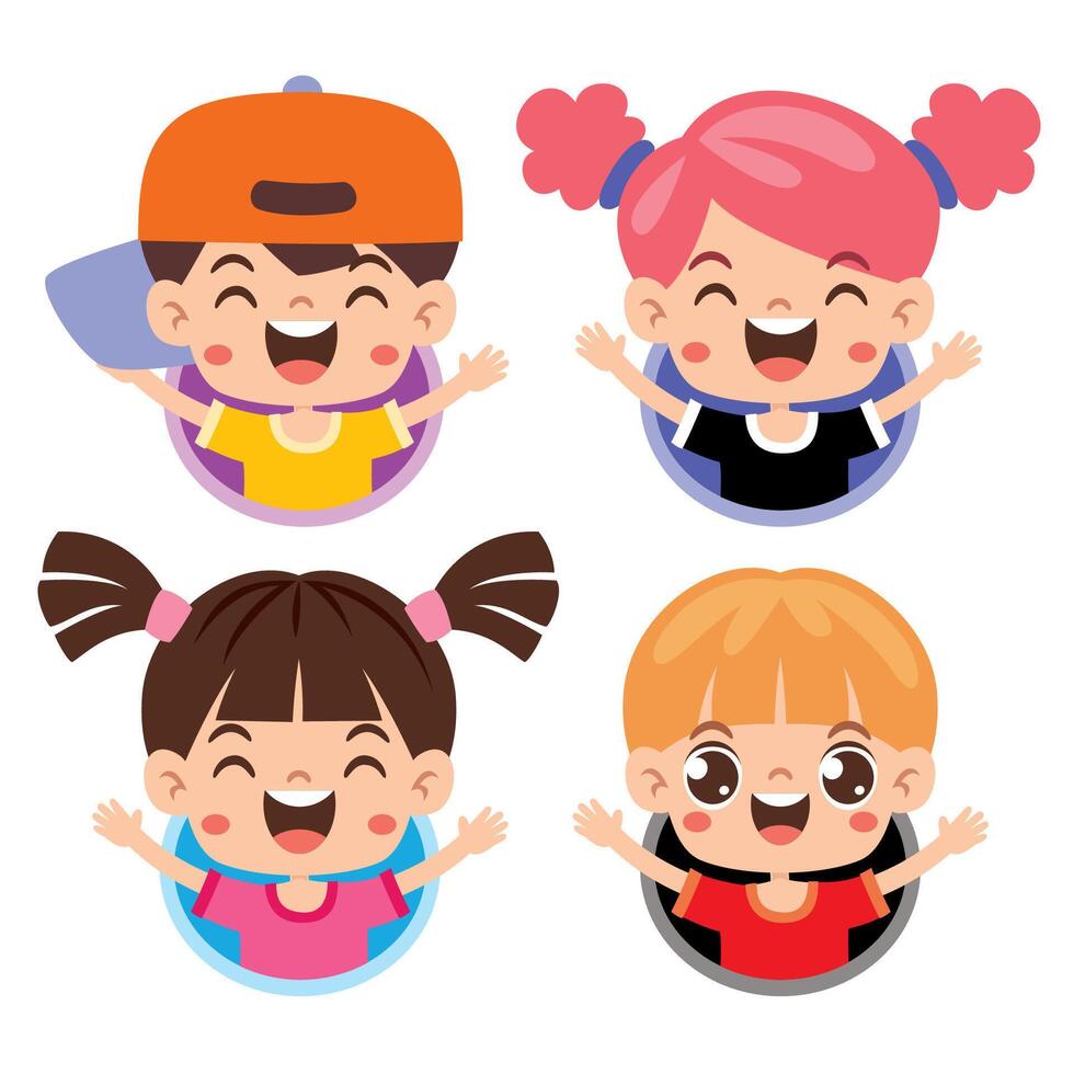 Happy Little Cartoon Children Posing vector