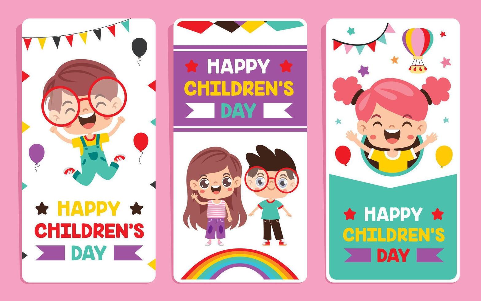 Template Design With Cartoon Kids vector