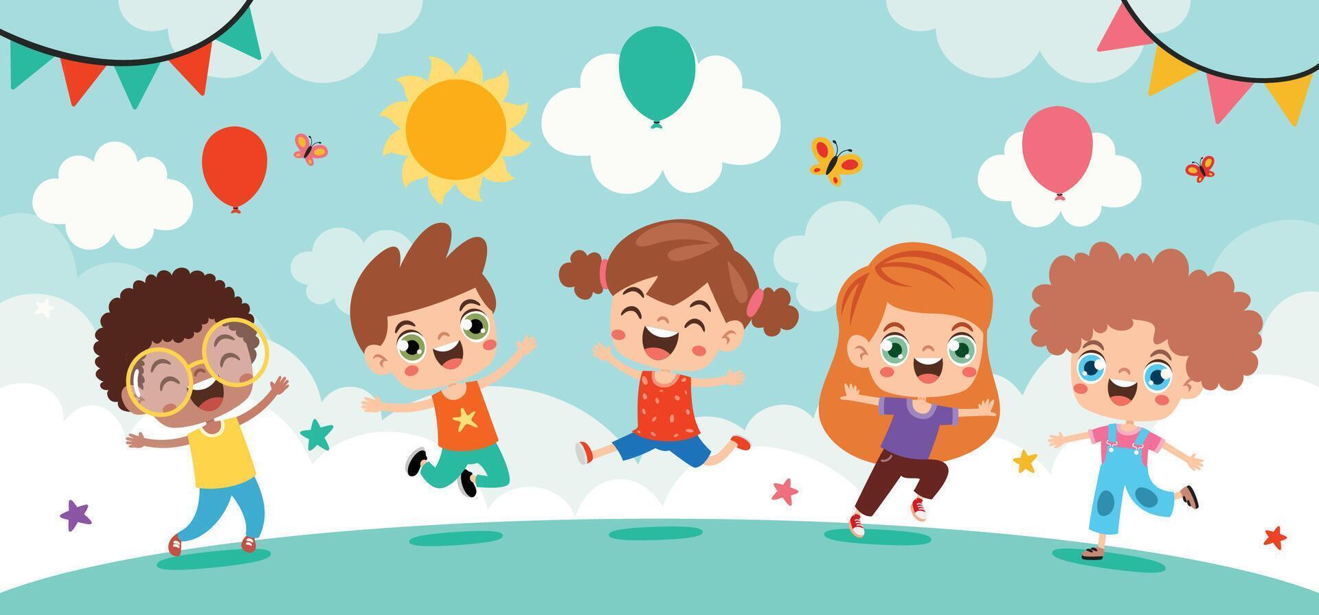 Group Of Happy Cartoon Kids vector