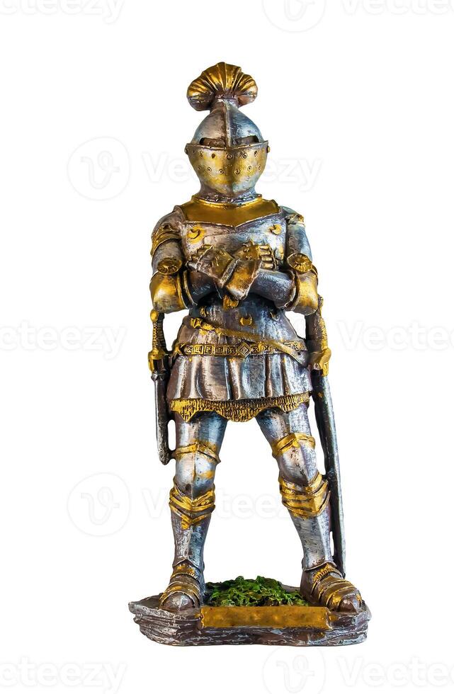 Toy medieval knight isolated on white background photo