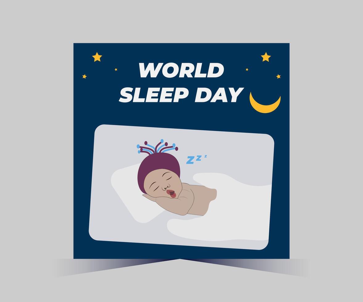 world sleep day poster with a sleeping baby vector