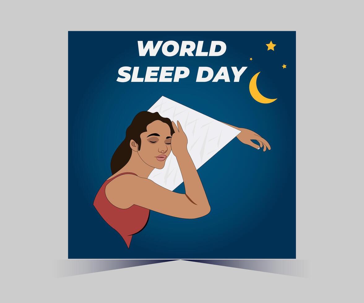 mundo dormir día póster con mujer dormido vector