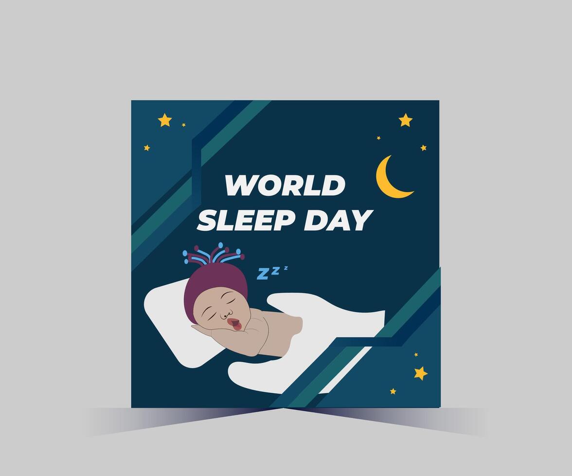 mundo dormir día póster con un mujer dormido vector