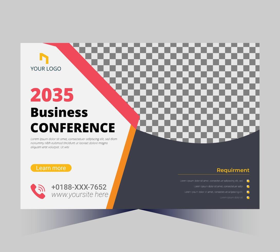 business conference poster template with a checkered background vector