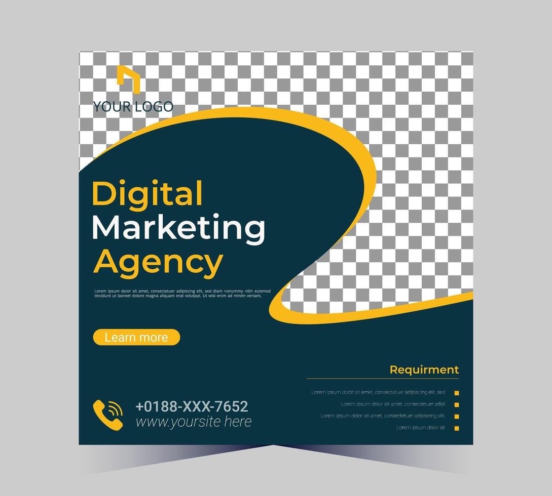 digital márketing agencia volantes modelo con amarillo y negro diseño vector