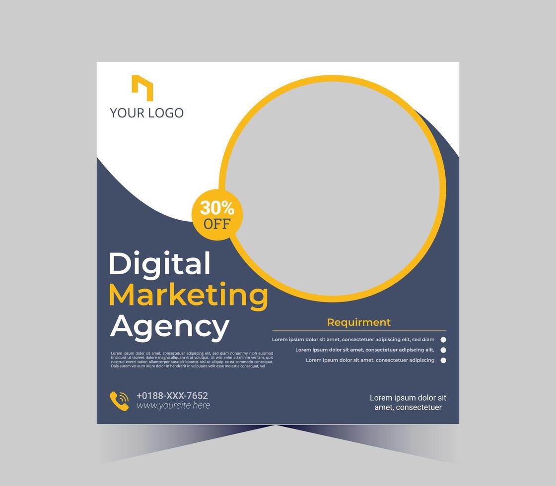 digital marketing agency flyer template with yellow and gray color scheme vector