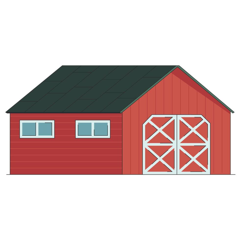 Red wooden barn isolated on the farm vector
