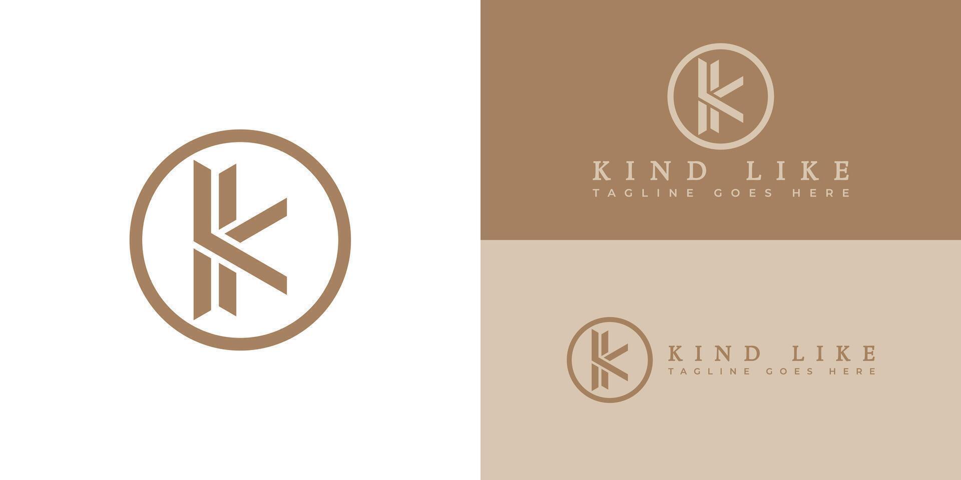 Initial KL Logo hand drawn letter KL or LK in circle vector illustration in gold color isolated on a white background. Abstract letter KL logo applied for beauty and fashion logo design inspiration