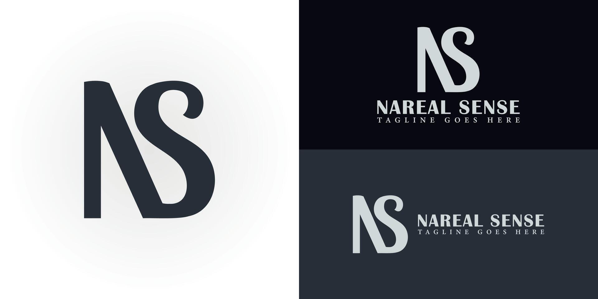 Abstract initial letter NS or SN logo in black color isolated in deep blue and white backgrounds. Initial Letter NS Logo Design Creative Modern Symbol Icon. Black letter NS for real estate logo design vector