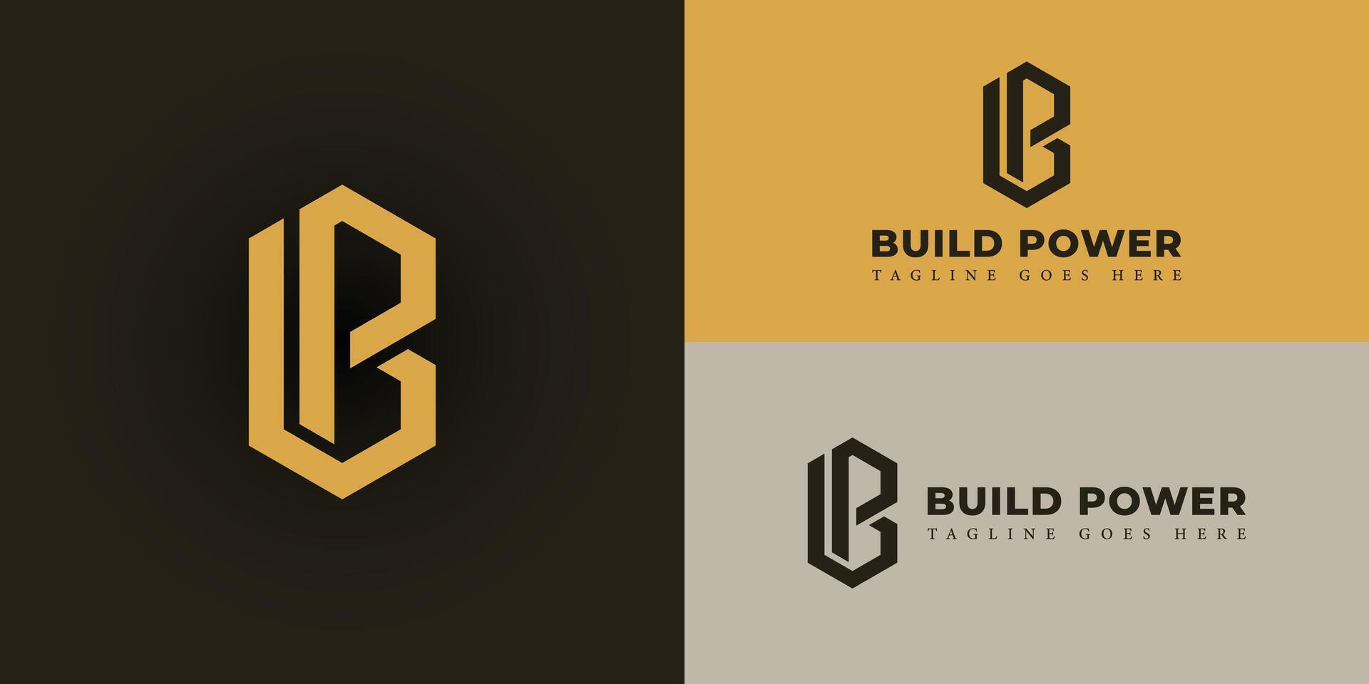 Creative and Minimalist Letter BP or PB Logo Design in yellow color presented with multiple black background colors. The logo is suitable for construction company logo design inspiration templates. vector