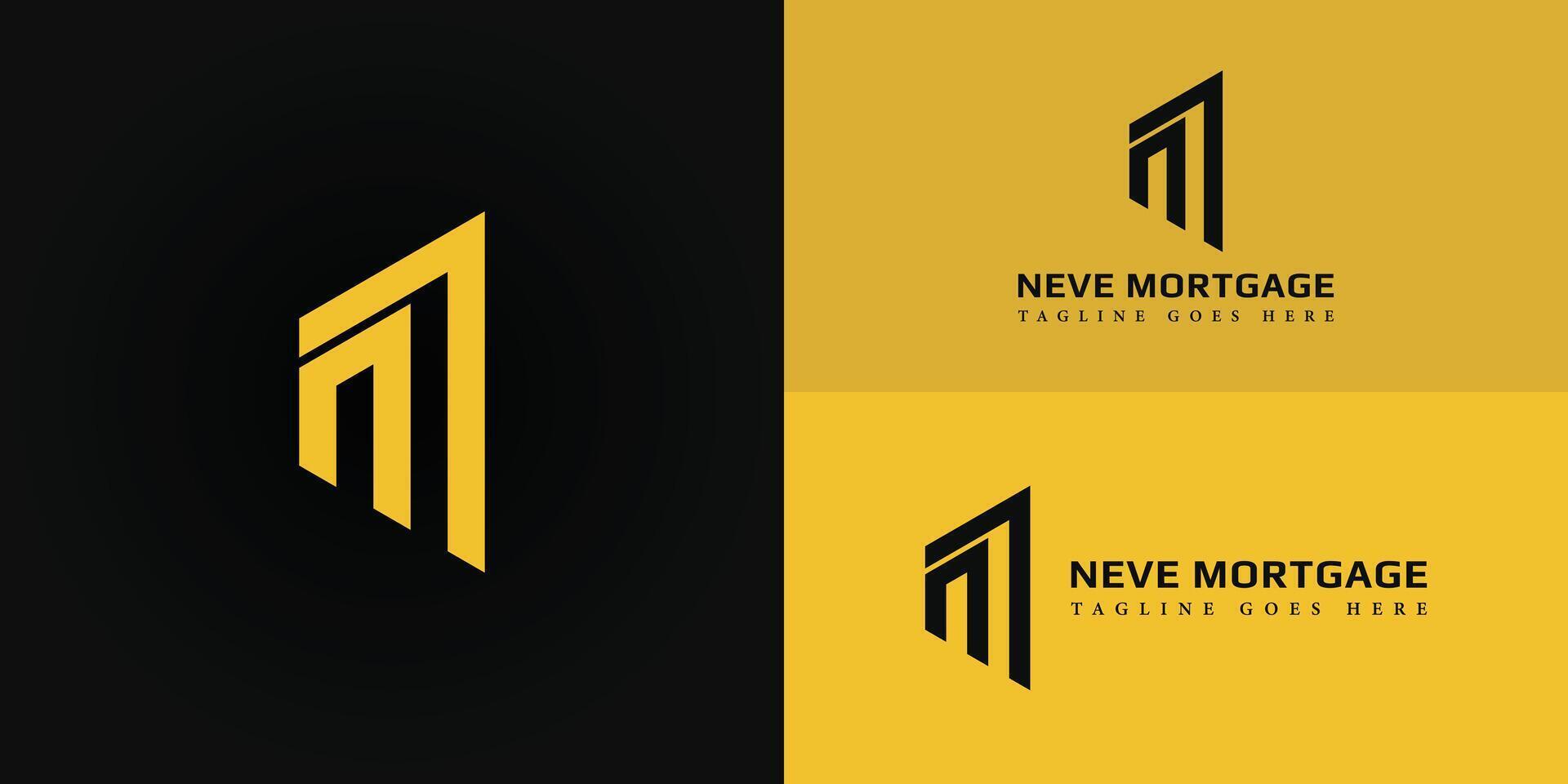 resumen inicial letra Nuevo Méjico o Minnesota logo en amarillo color aislado en negro y amarillo antecedentes aplicado para hipoteca empresa logo además adecuado para el marcas o empresas tener inicial nombre Minnesota o Nuevo Méjico. vector