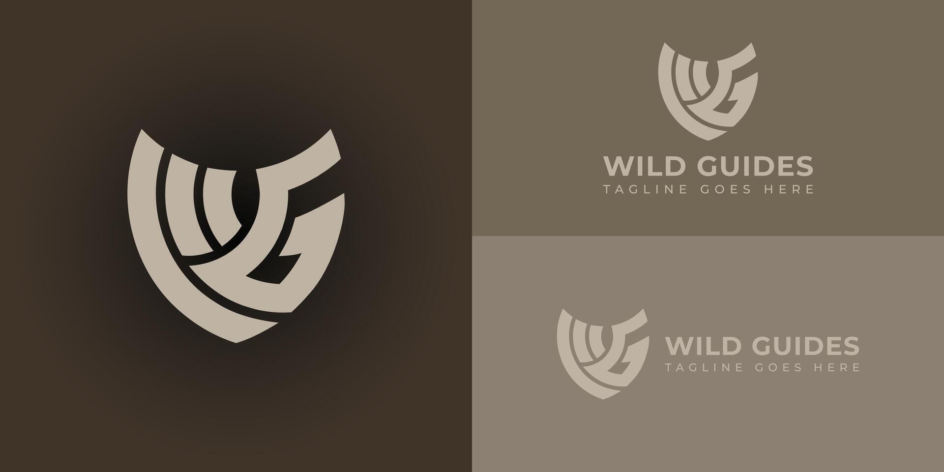 Abstract retro WG or GW monogram logo in soft gold color with shield shape design template applied for a media agency or advertisement agency for the outdoor industry logo design inspiration template vector
