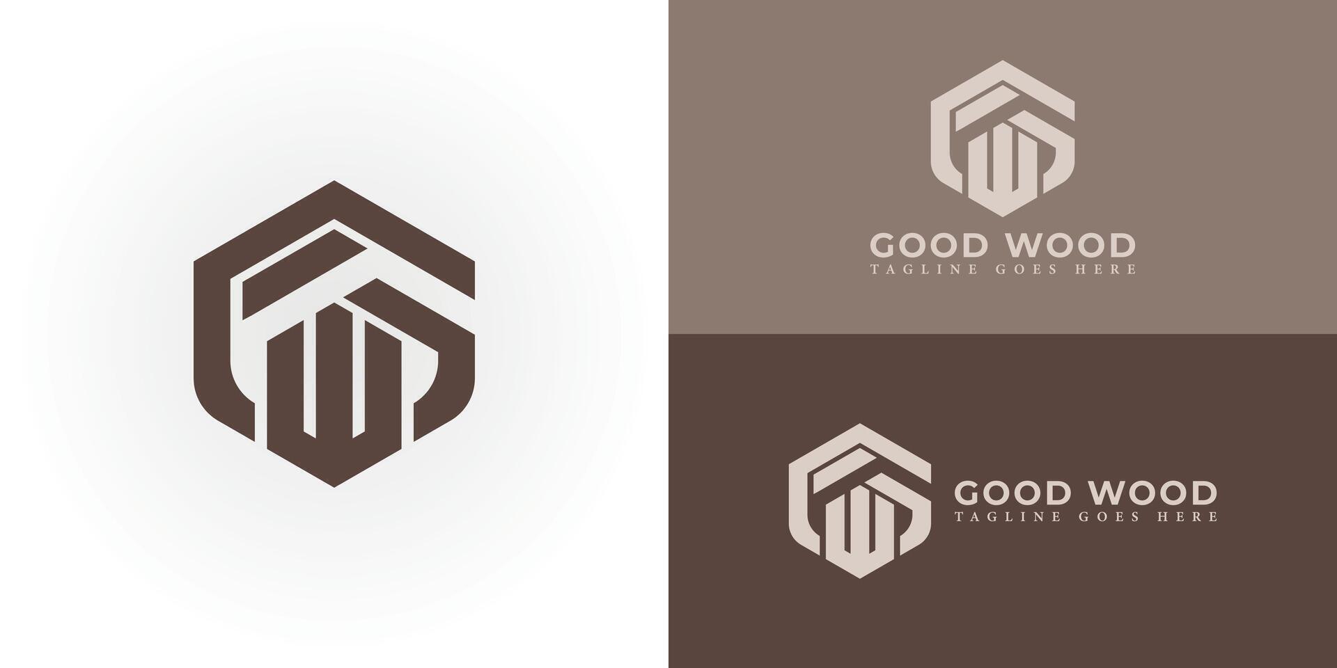 Abstract initial letter GW or WG logo in brown color isolated in white and brown backgrounds applied for carpentry business logo also suitable for the brands or companies have initial name WG or GW. vector