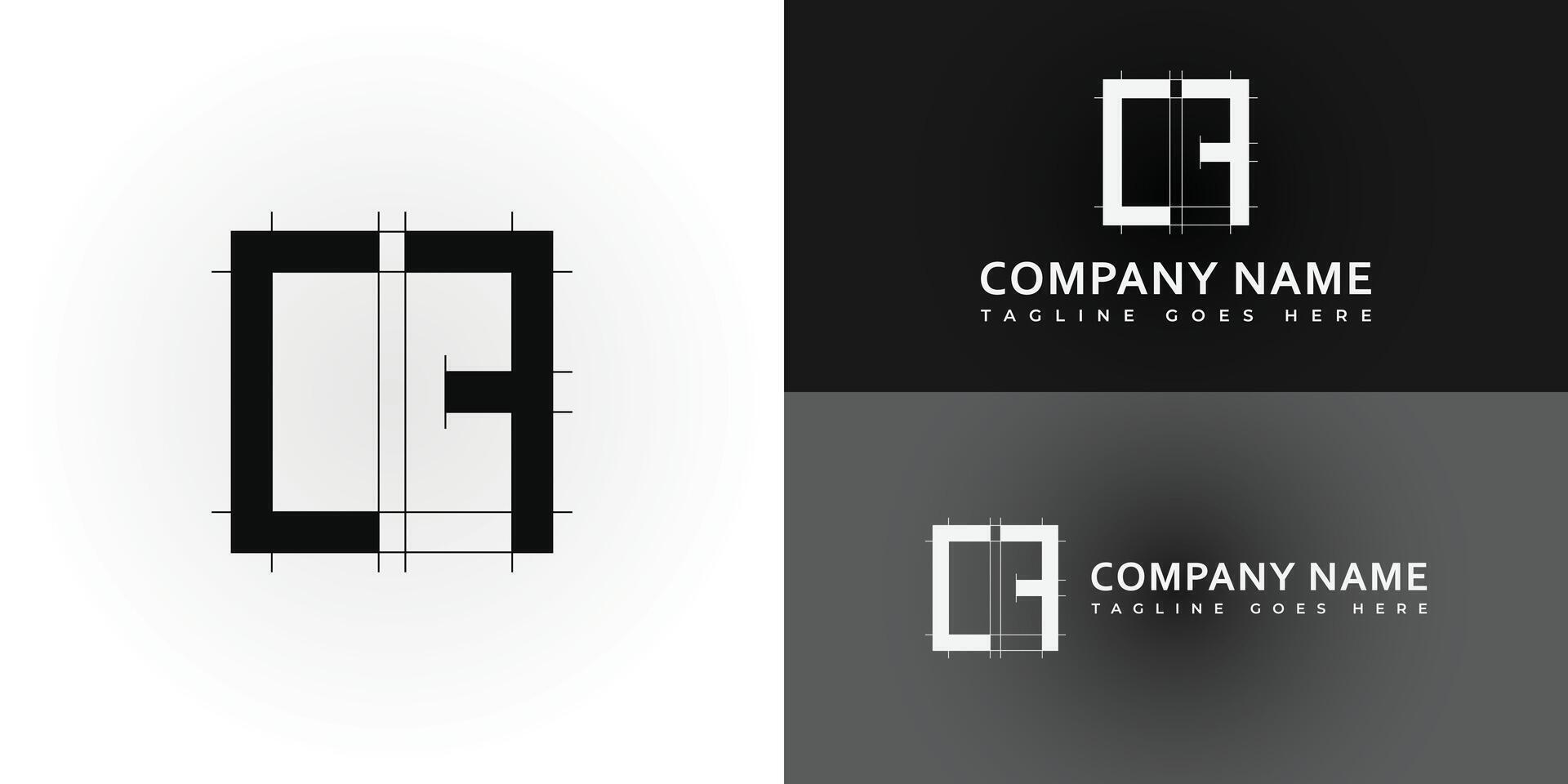 Abstract initial letter CF or FC logo in black color presented with multiple background colors. The logo is suitable for architecture company logo design inspiration templates. vector