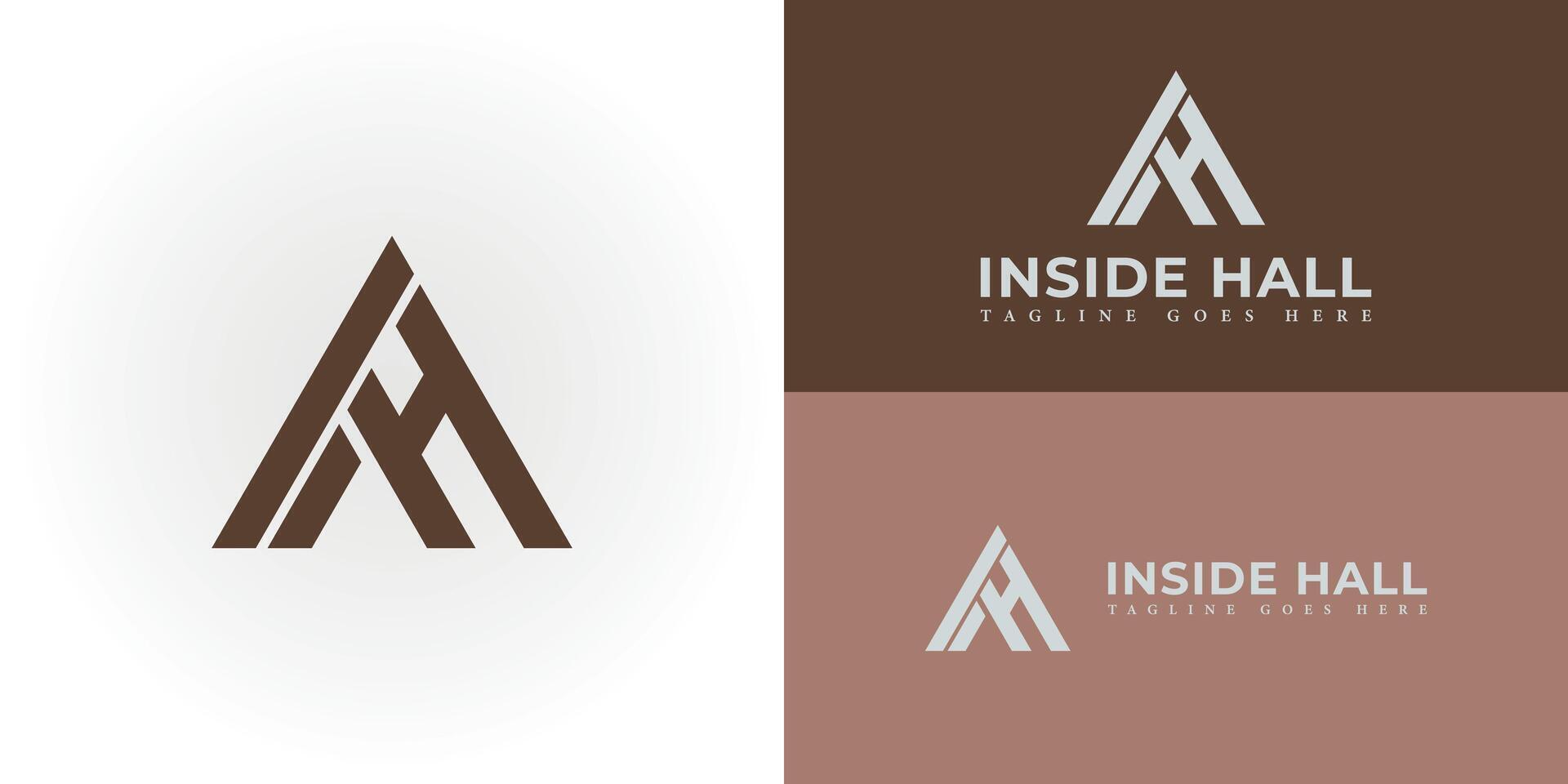 Abstract initial letter IH or HI logo in brown color isolated in multiple background colors applied for podcast channel brand logo also suitable for the brands or companies have initial name HI or IH. vector